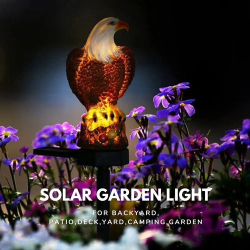 Outdoor Eagle Owl Statue LED Solar Garden Light Waterproof Lawn Lamp