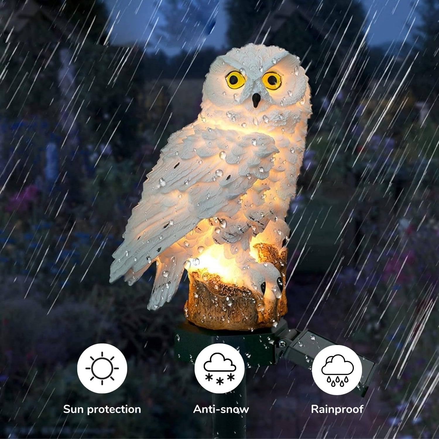 Outdoor Eagle Owl Statue LED Solar Garden Light Waterproof Lawn Lamp