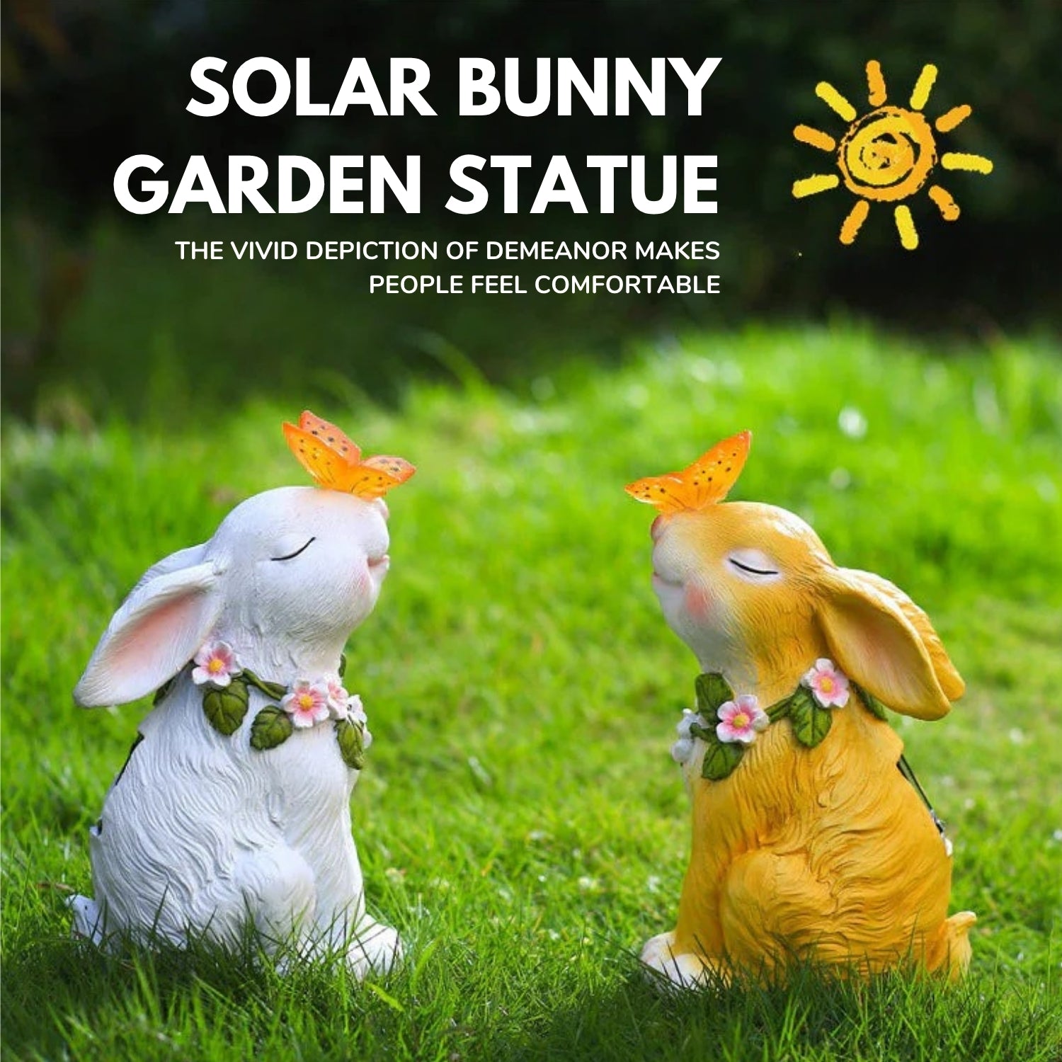 Easter Solar Powered LED Rabbit Play With Butterfly Outdoor Decor Garden Light