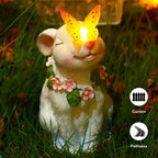 Easter Solar Powered LED Rabbit Play With Butterfly Outdoor Decor Garden Light