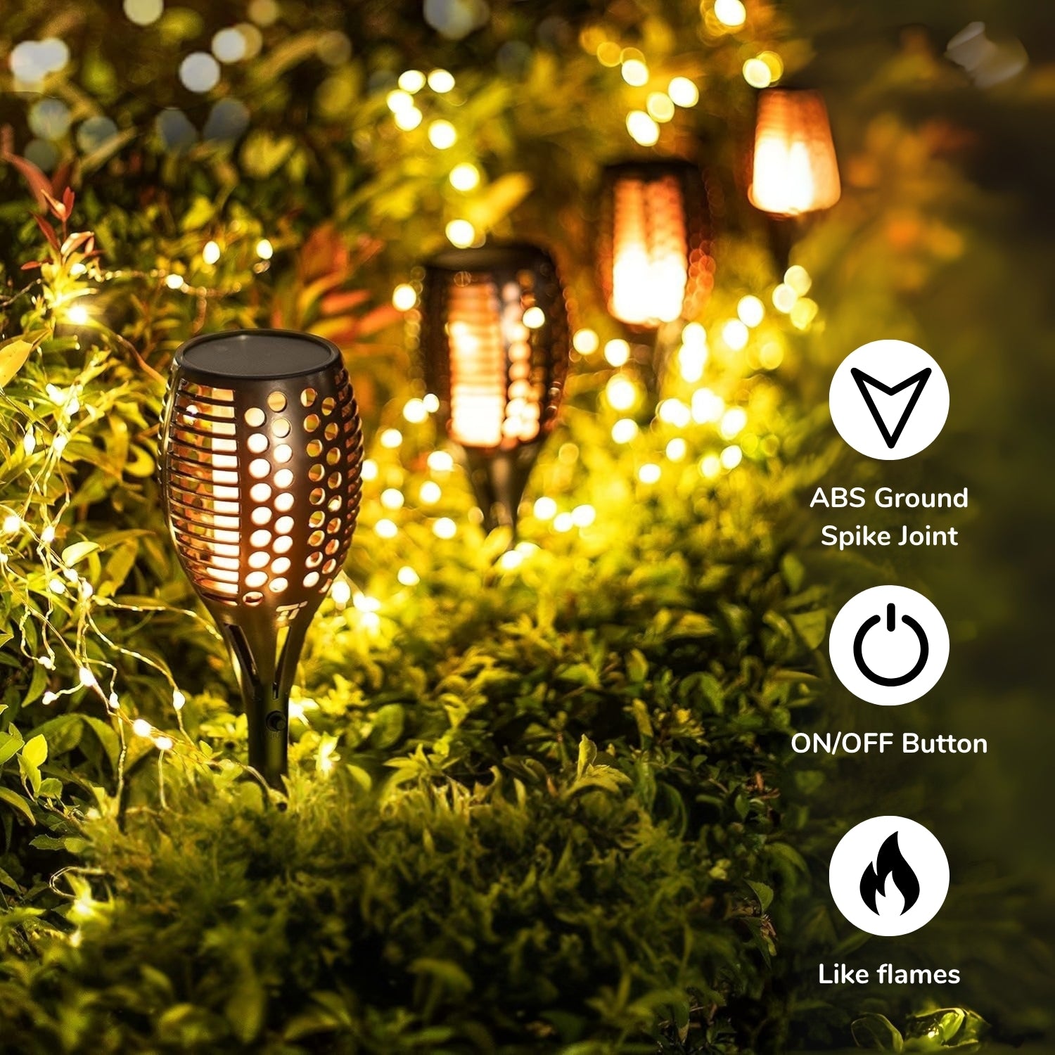 LED Solar Path Torch Light Dancing Flame