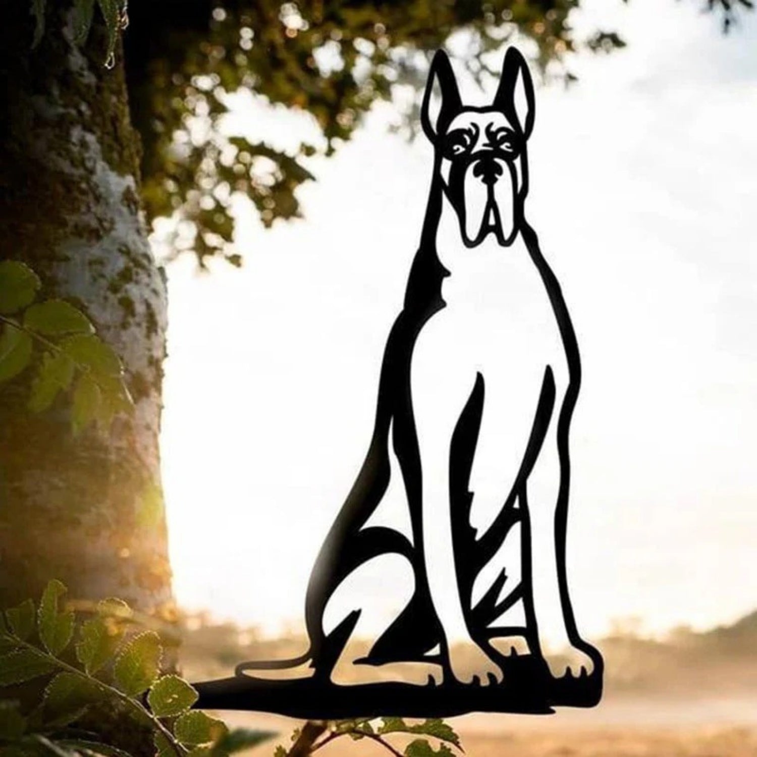 Metal Dog Silhouette Puppy Garden Decoration