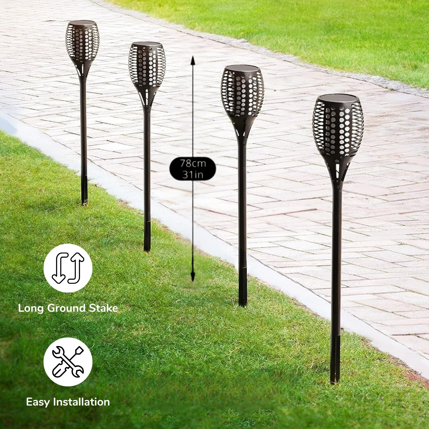 LED Solar Path Torch Light Dancing Flame